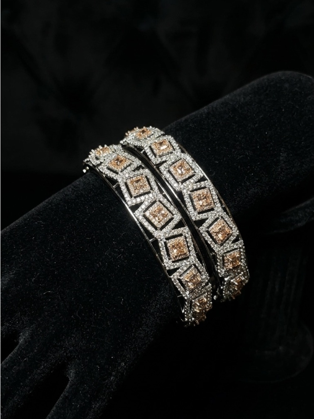 18k Gold plated Zirconia stone Champagne White American Diamond Bangle Bracelets